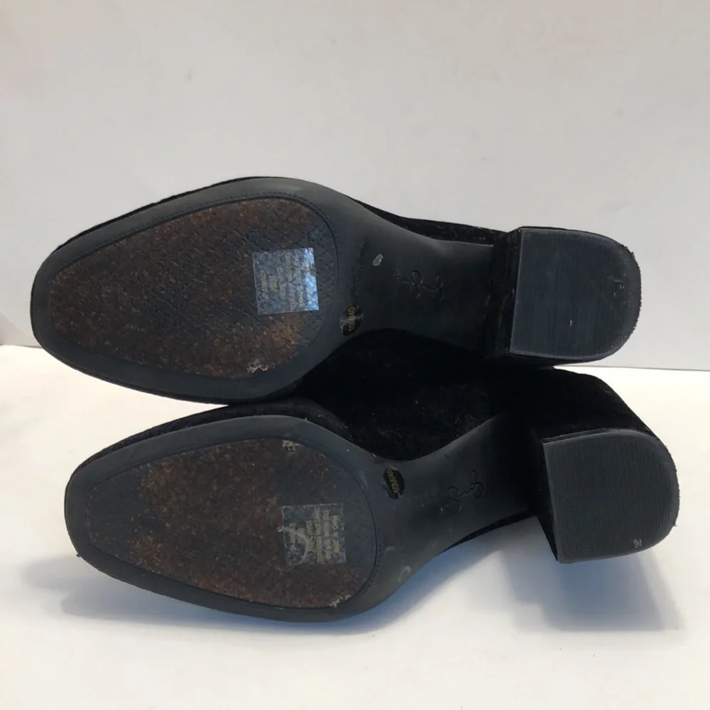 Jessica Simpson Black Velvet Jacquard Block Heel Boots size 10